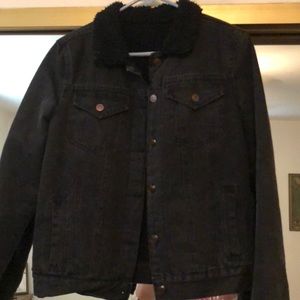Brandy Melville black Sherpa collar jean jacket